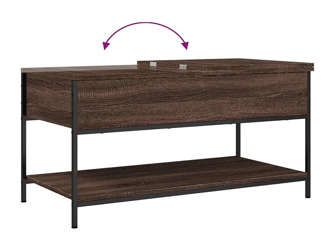 Couchtisch Braun Eichen-Optik 100x50x50 cm Holzwerkstoff Metall