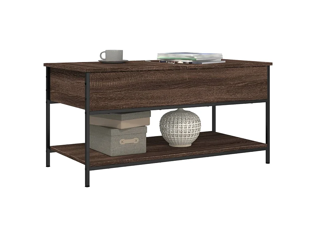 Salontafel 100x50x50 cm bewerkt hout en metaal bruineikenkleur