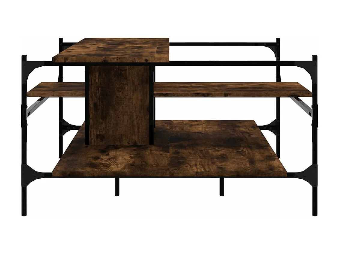 Table basse chêne fumé 100x100x48,5 cm bois d'ingénierie