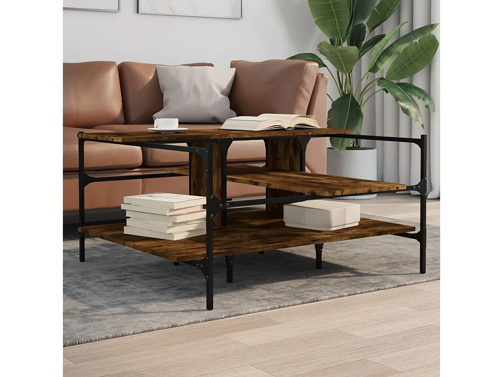 Mesa de centro 100x100x48,5cm derivados madeira carvalho fumado