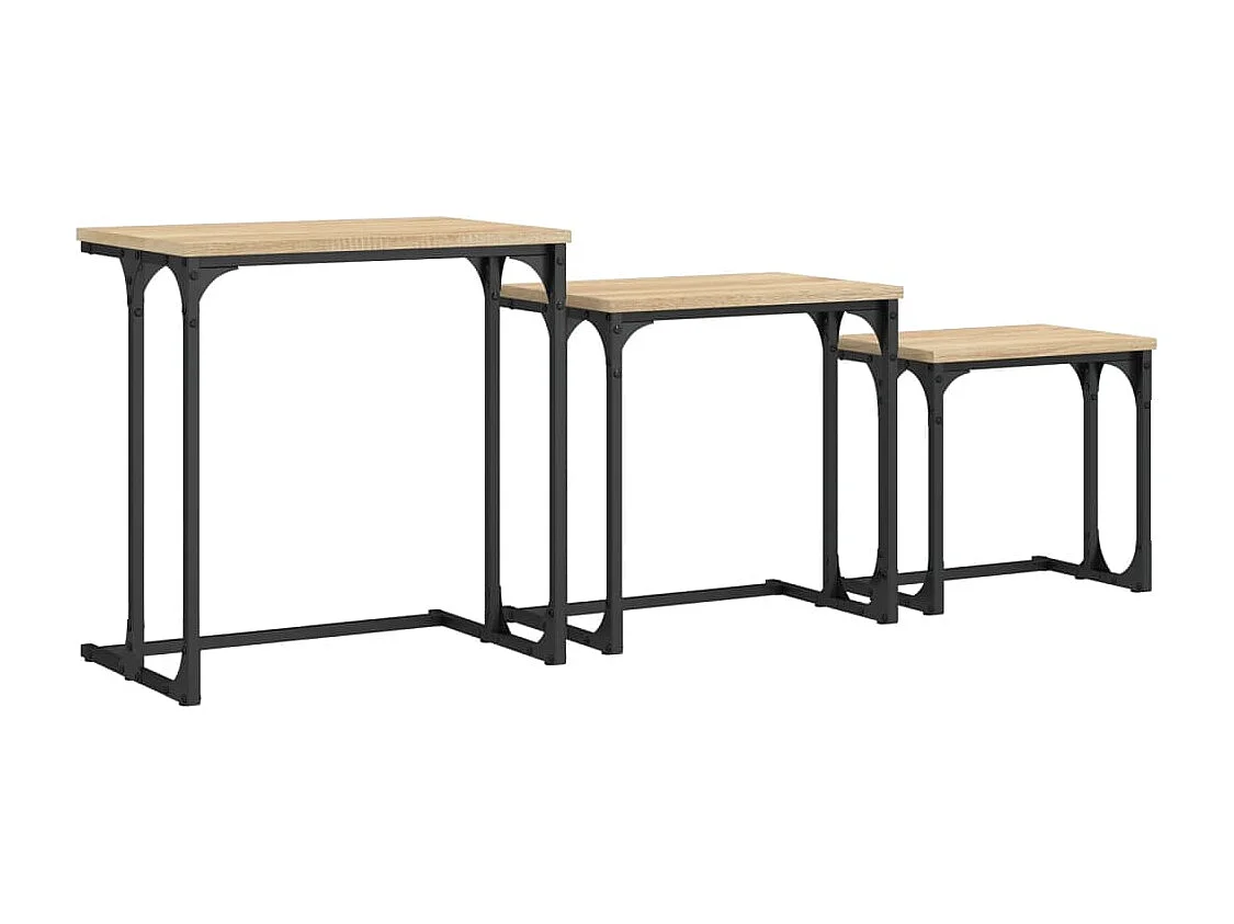 Tavolini Impilabili 3 pz Rovere Sonoma in Legno Multistrato