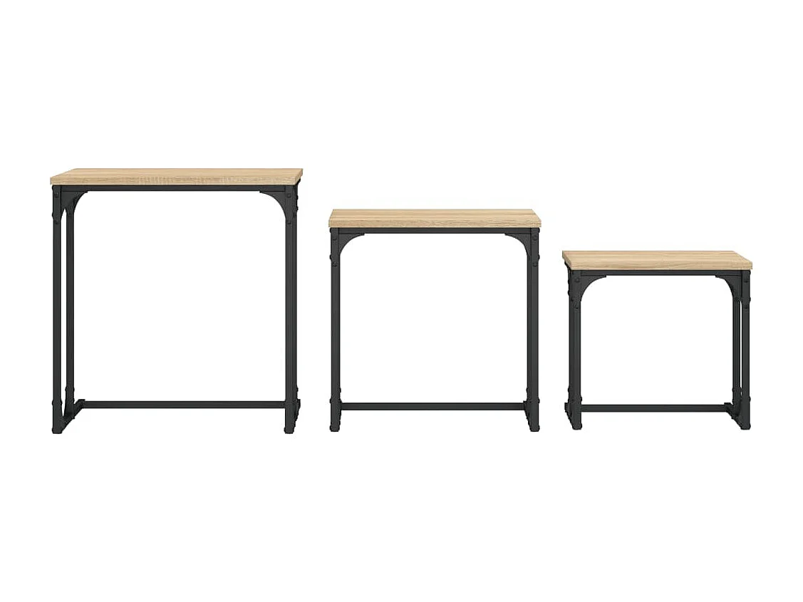 Tavolini Impilabili 3 pz Rovere Sonoma in Legno Multistrato