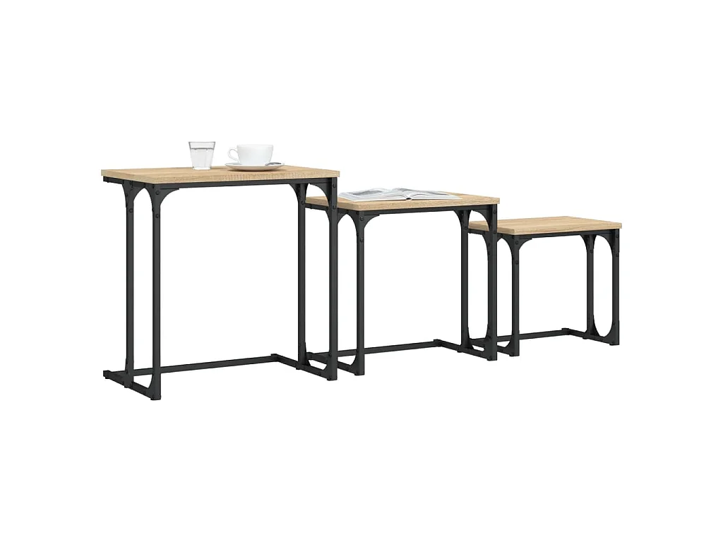 Tables basses gigognes 3 pcs chêne sonoma bois d'ingénierie