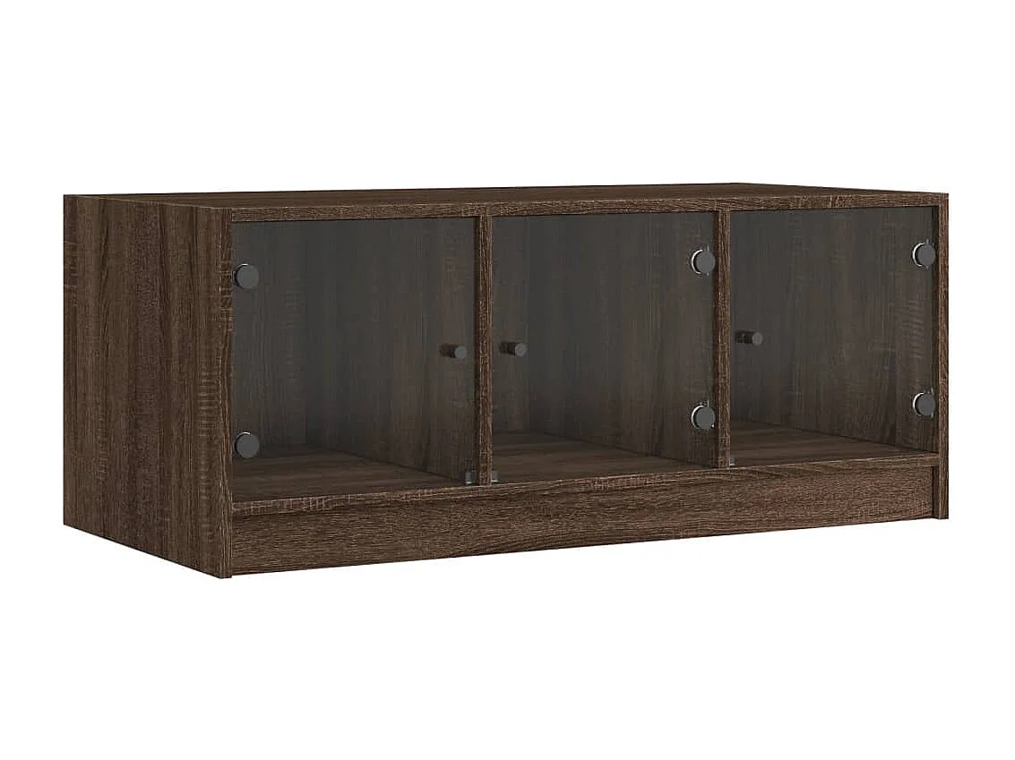 Table basse avec portes en verre chêne marron 102x50x42 cm