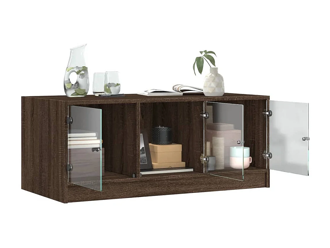 Couchtisch mit Glastüren Braun Eichen-Optik 102x50x42 cm