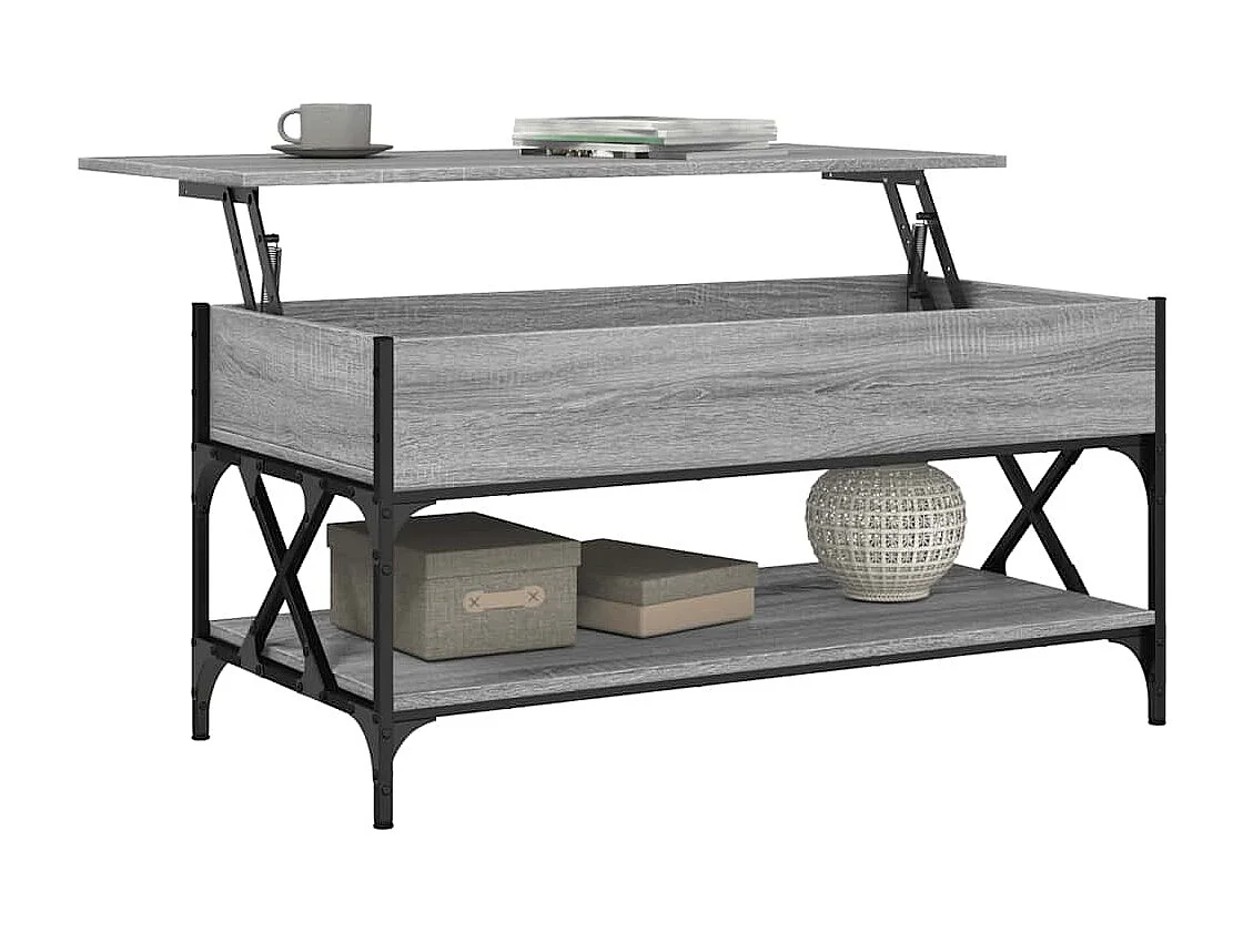 Table basse sonoma gris 100x50x50 cm bois d'ingénierie et métal