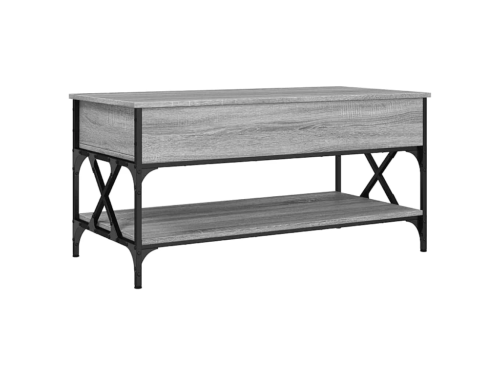 Tavolino Salotto Grigio Sonoma 100x50x50 cm Multistrato Metallo