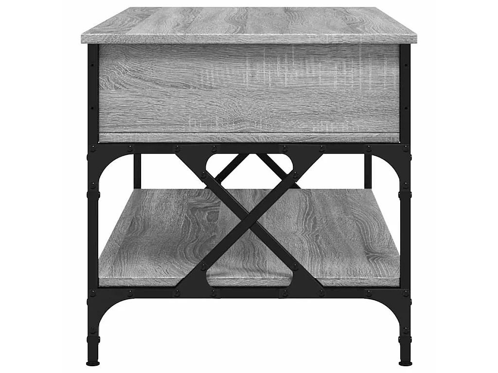Tavolino Salotto Grigio Sonoma 100x50x50 cm Multistrato Metallo