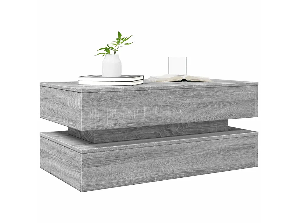 Couchtisch mit LED-Leuchten Grau Sonoma 90x50x40 cm