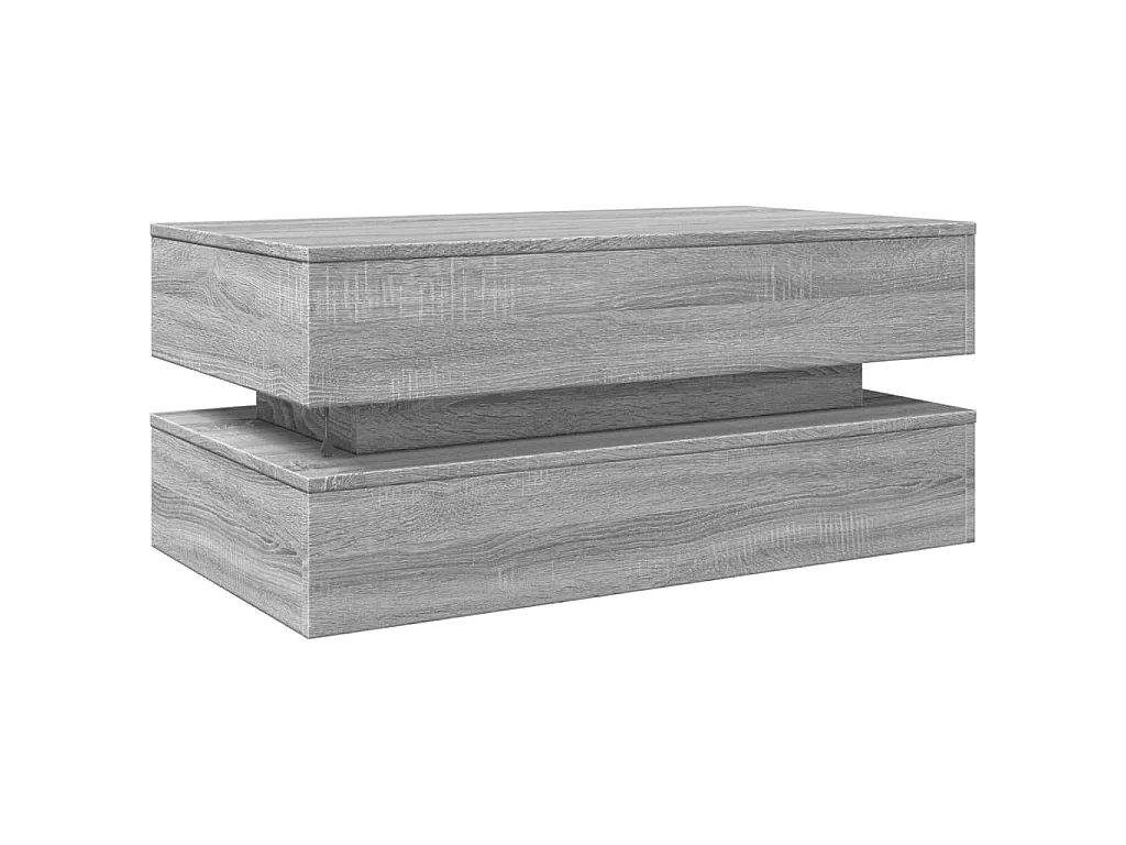 Couchtisch mit LED-Leuchten Grau Sonoma 90x50x40 cm
