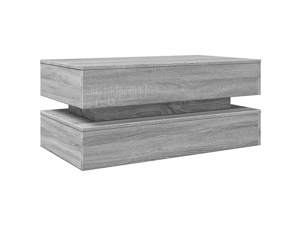 Table basse avec lumières LED gris sonoma 90x50x40 cm