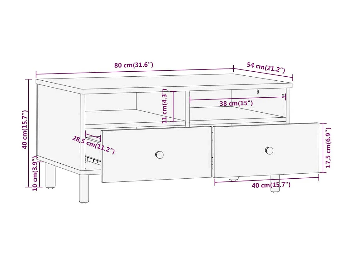 Salontafel 80x54x40 cm massief acaciahout