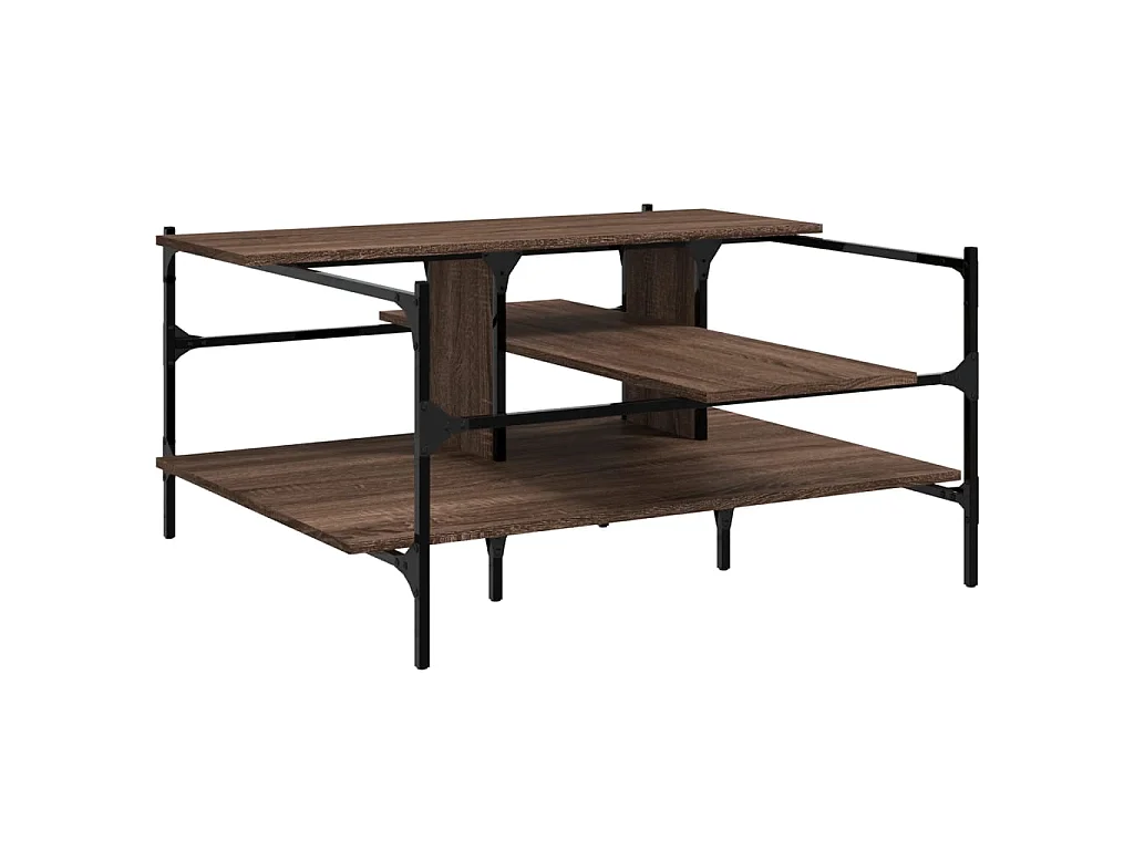 Table basse chêne marron 100x100x48,5 cm bois d'ingénierie