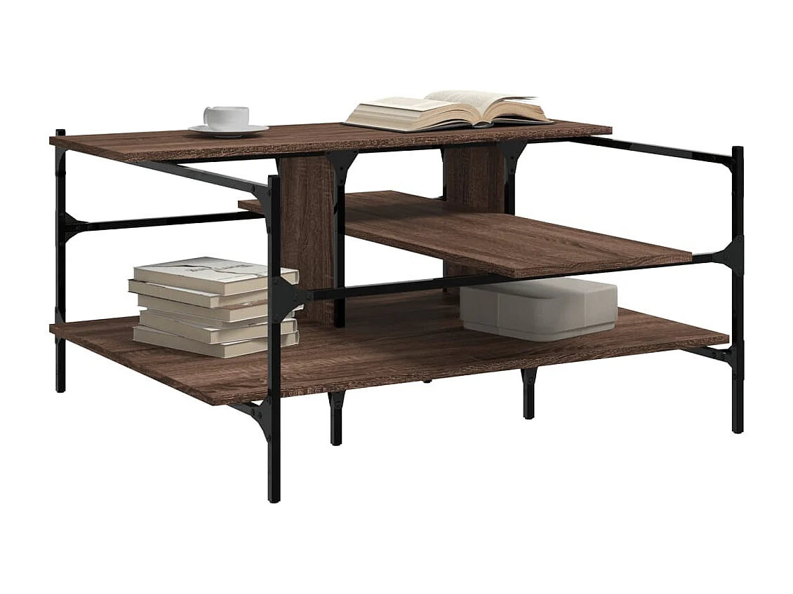 Table basse chêne marron 100x100x48,5 cm bois d'ingénierie