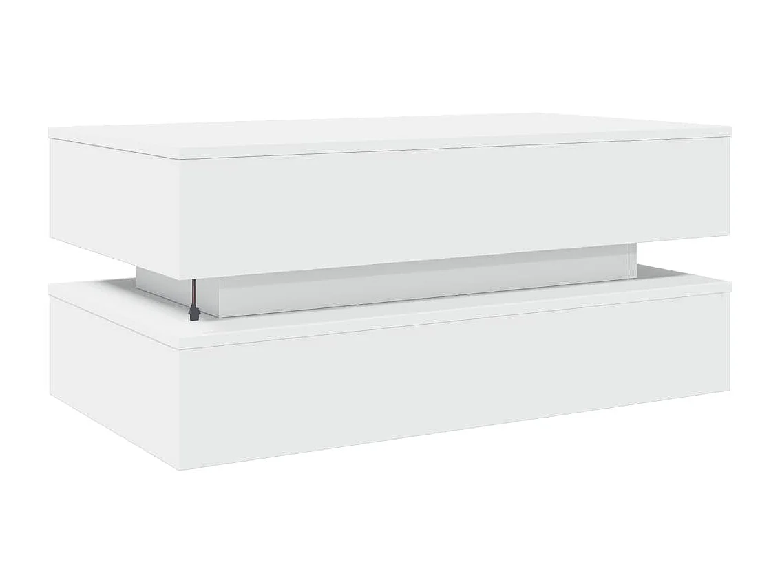 Mesa de centro com luzes LED 90x50x40 cm branco
