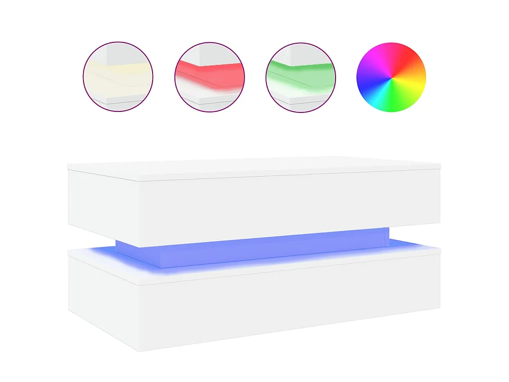Salontafel met LED-verlichting 90x50x40 cm wit