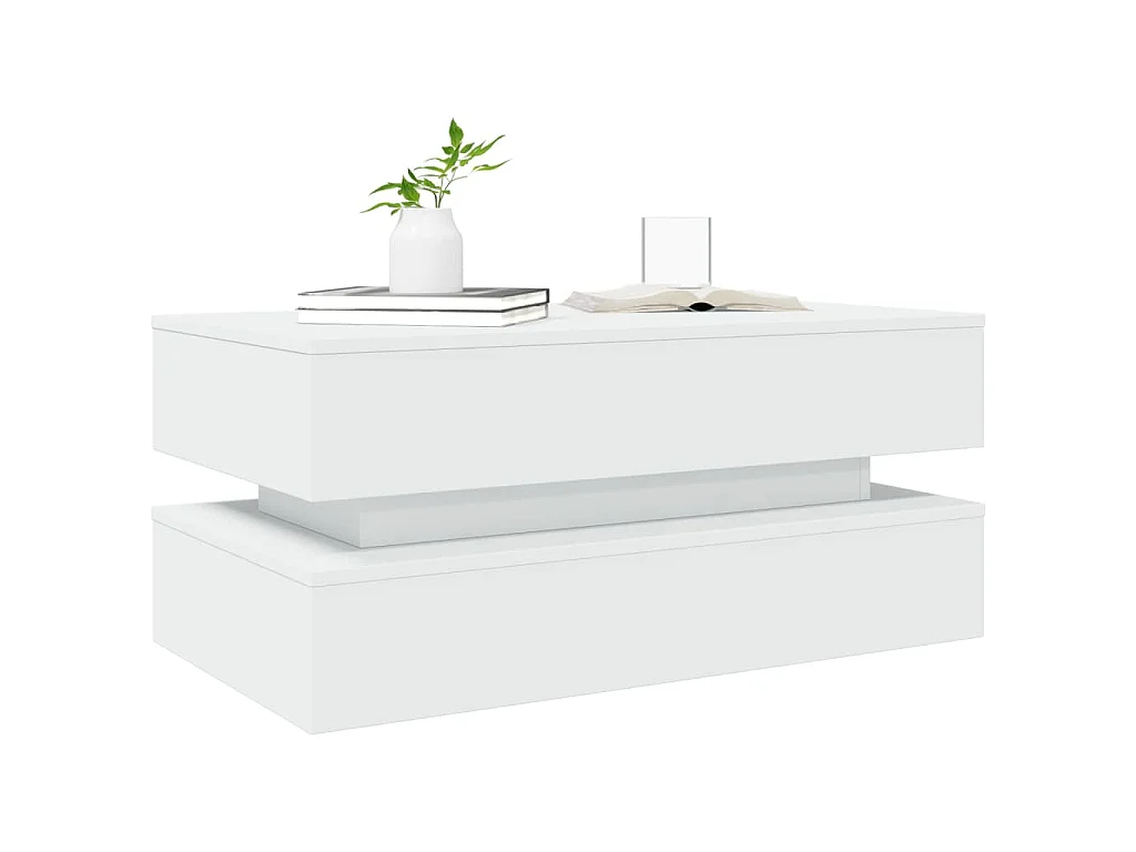 Salontafel met LED-verlichting 90x50x40 cm wit