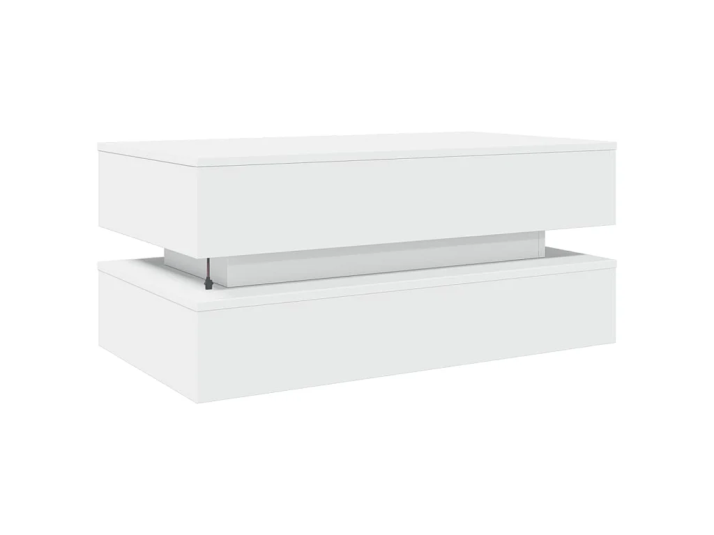Salontafel met LED-verlichting 90x50x40 cm wit