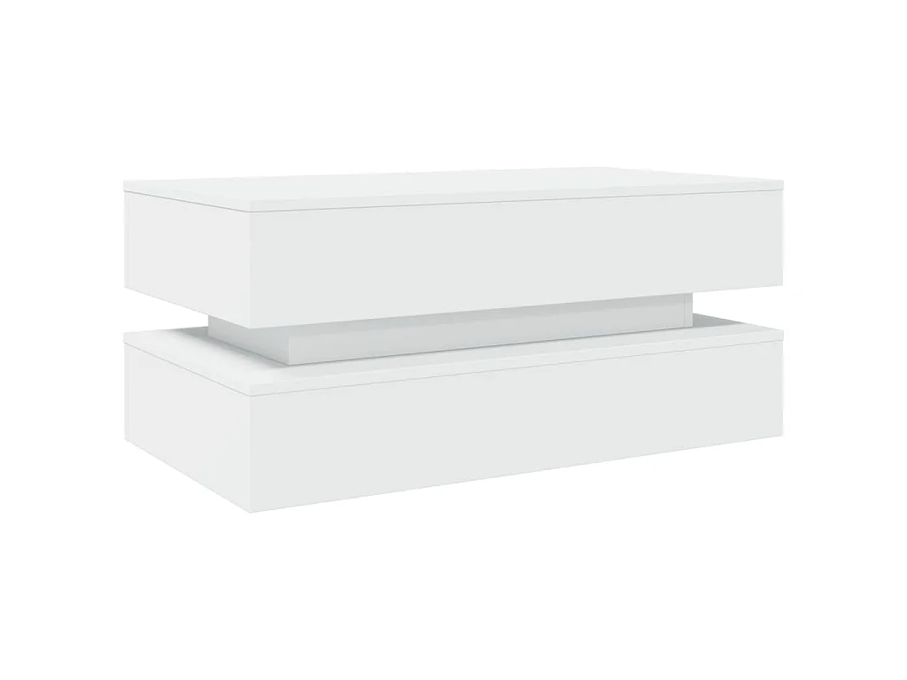 Salontafel met LED-verlichting 90x50x40 cm wit