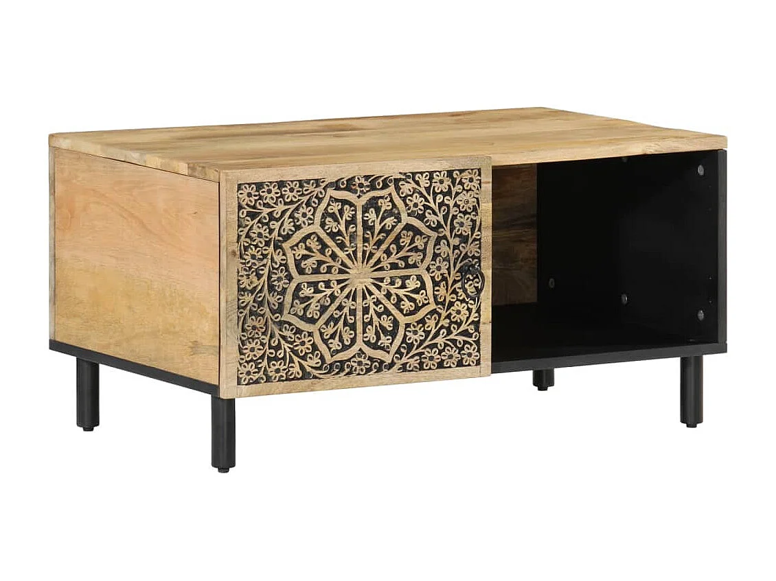 Mesa de centro de madera maciza de mango 80x50x40 cm