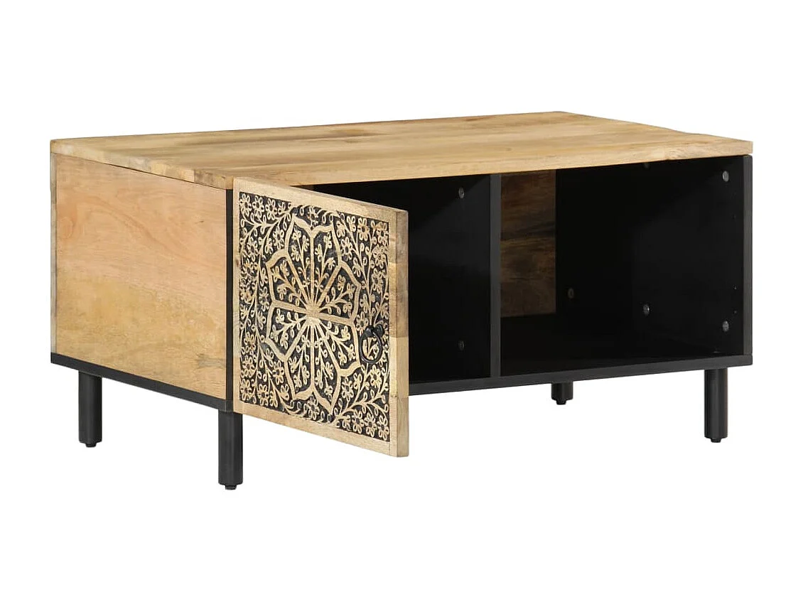 Mesa de centro de madera maciza de mango 80x50x40 cm