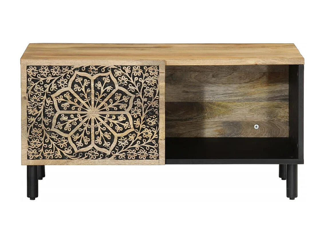 Mesa de centro de madera maciza de mango 80x50x40 cm