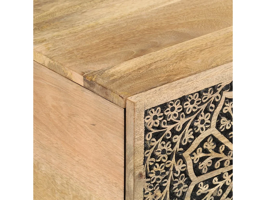 Mesa de centro de madera maciza de mango 80x50x40 cm