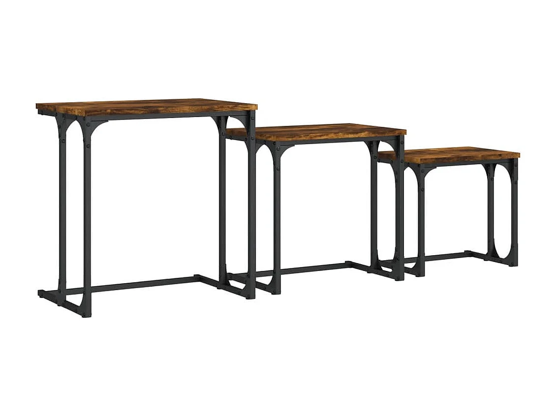 Mesas de centro encastrar 3 pcs deriv. madeira carvalho fumado