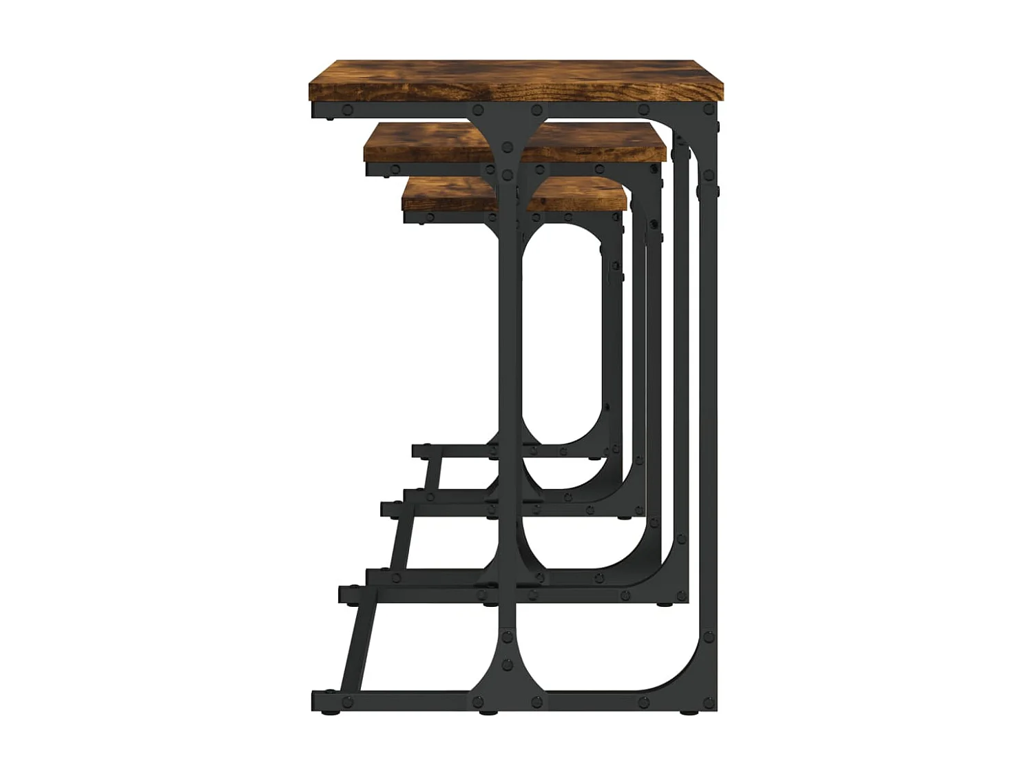 Mesas de centro encastrar 3 pcs deriv. madeira carvalho fumado