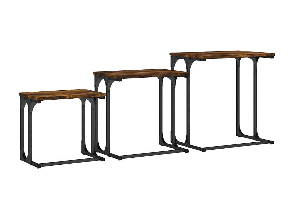 Mesas de centro encastrar 3 pcs deriv. madeira carvalho fumado