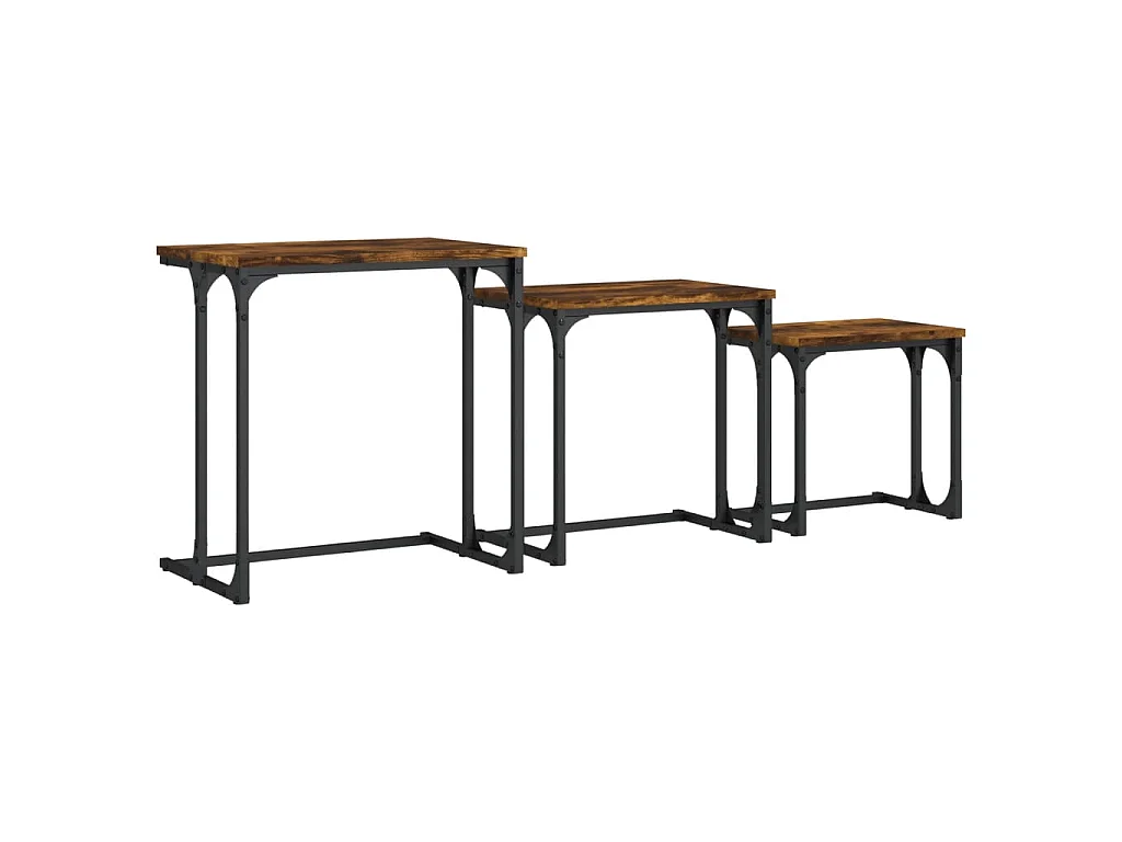 Tables basses gigognes 3 pcs chêne fumé bois d'ingénierie
