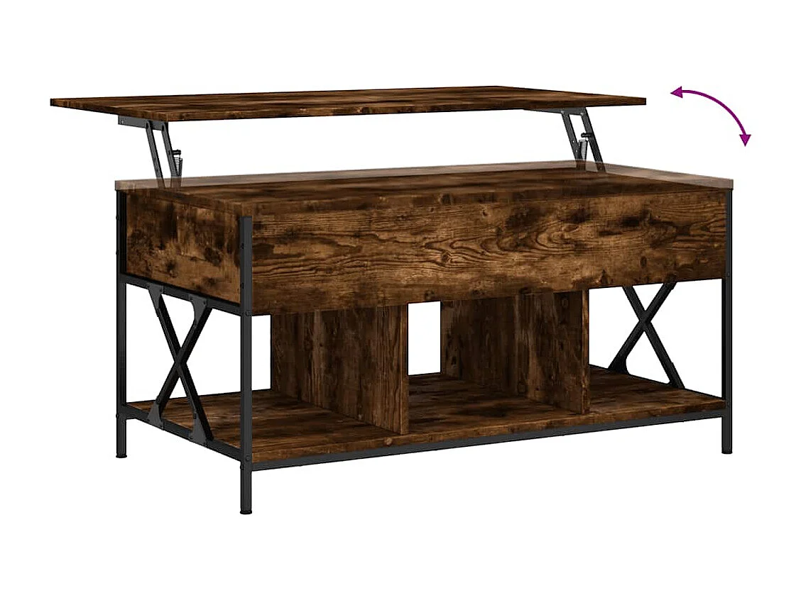 Table basse chêne fumé 100x55x50 cm bois d'ingénierie et métal