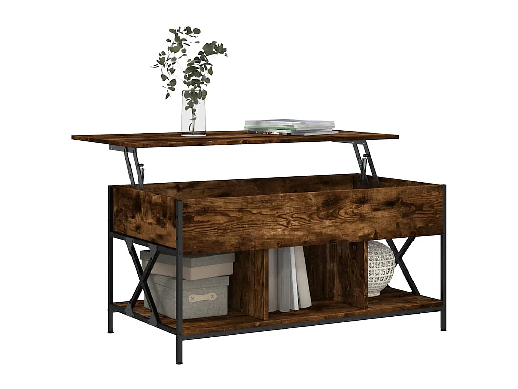 Salontafel 100x55x50 cm bewerkt hout en metaal gerookt eiken