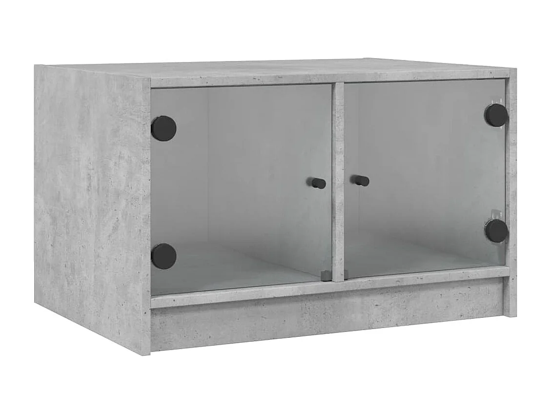 Tavolino da Salotto con Ante in Vetro Grigio Cemento 68x50x42cm