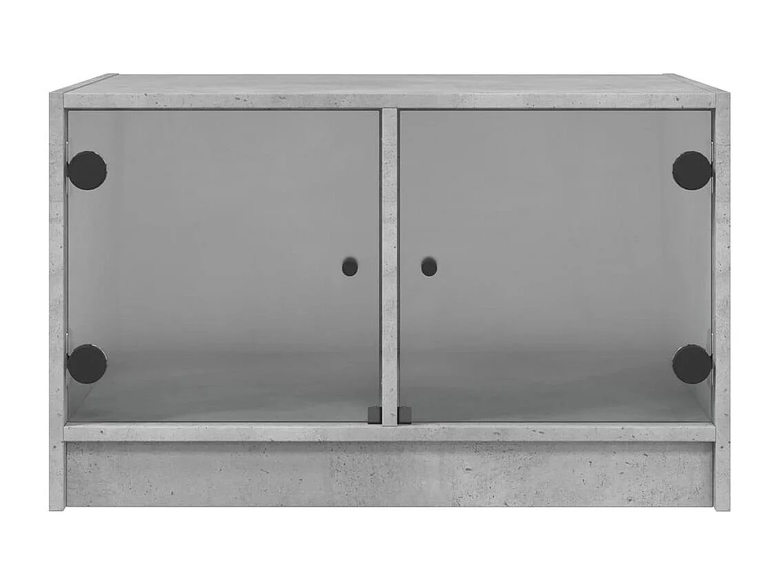 Tavolino da Salotto con Ante in Vetro Grigio Cemento 68x50x42cm