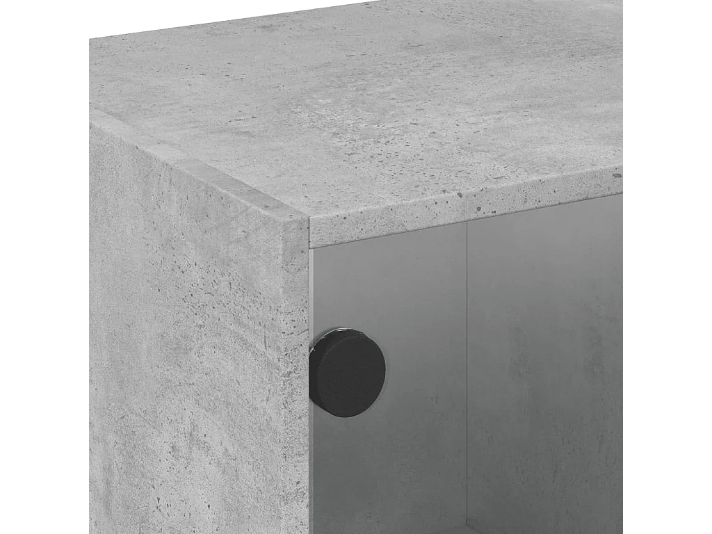 Tavolino da Salotto con Ante in Vetro Grigio Cemento 68x50x42cm