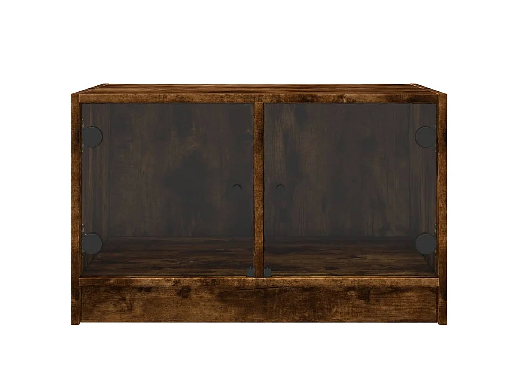 Table basse avec portes en verre chêne fumé 68x50x42 cm