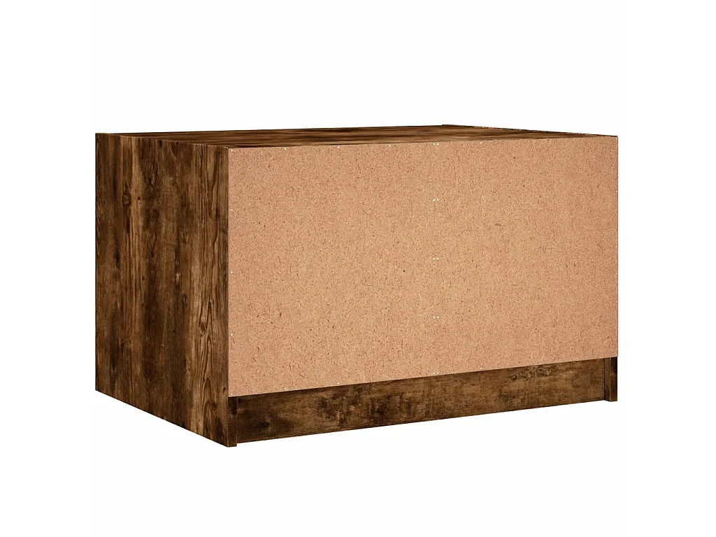 Table basse avec portes en verre chêne fumé 68x50x42 cm