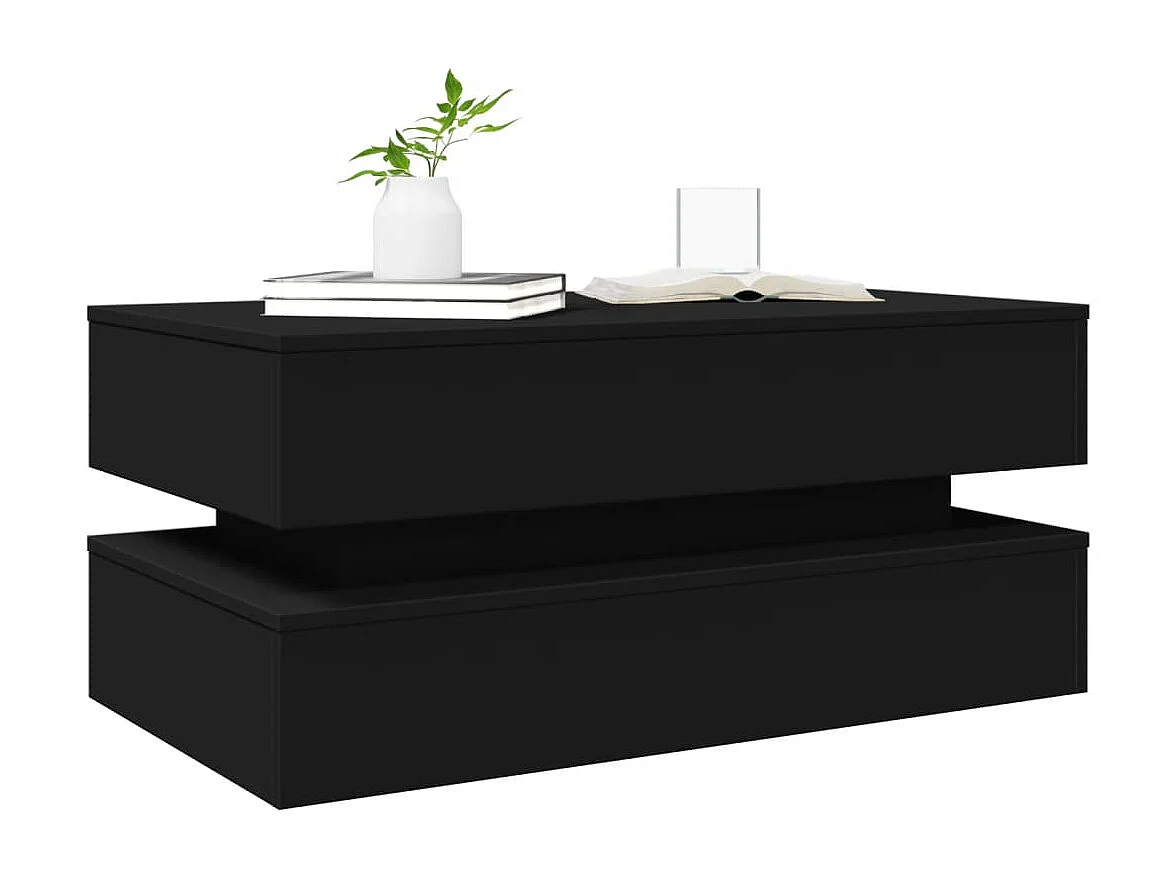 Couchtisch mit LED-Leuchten Schwarz 90x50x40 cm