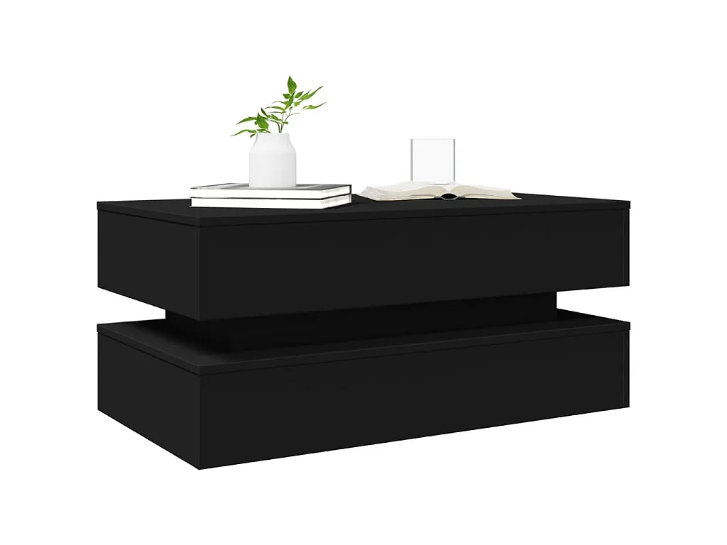Salontafel met LED-verlichting 90x50x40 cm zwart