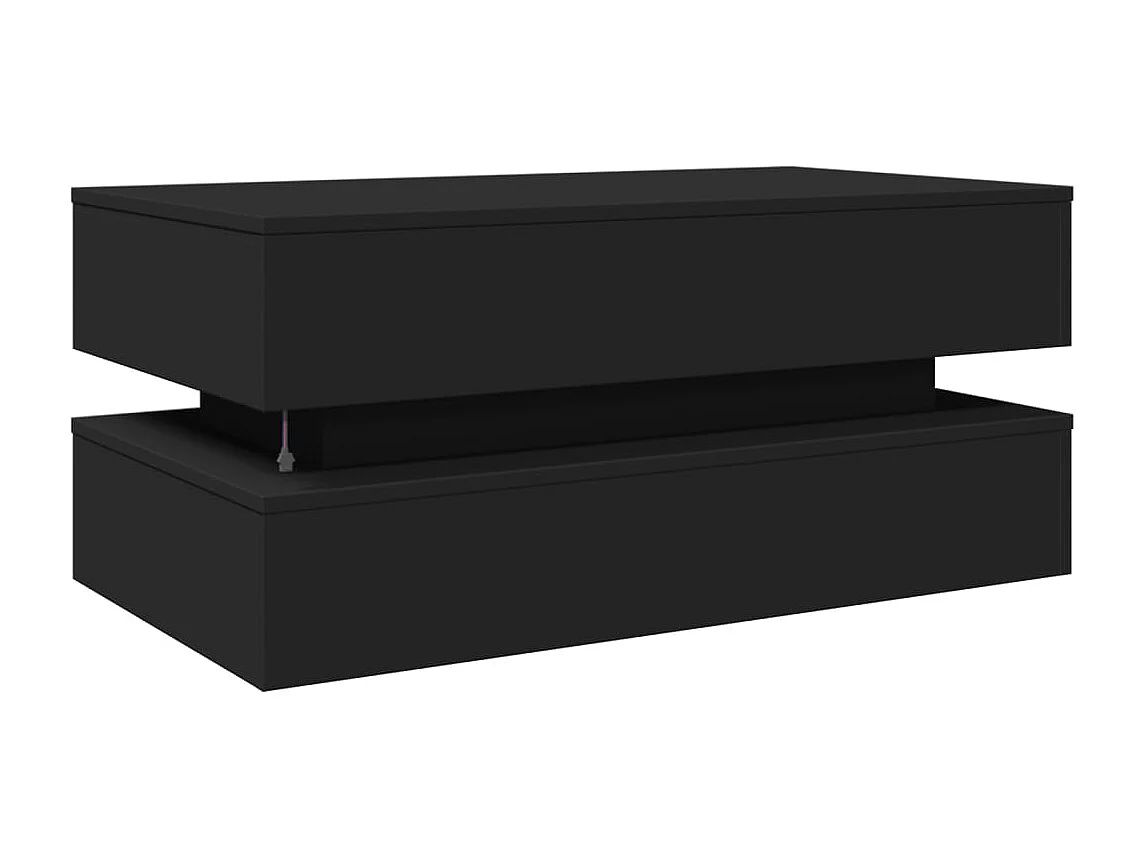 Salontafel met LED-verlichting 90x50x40 cm zwart