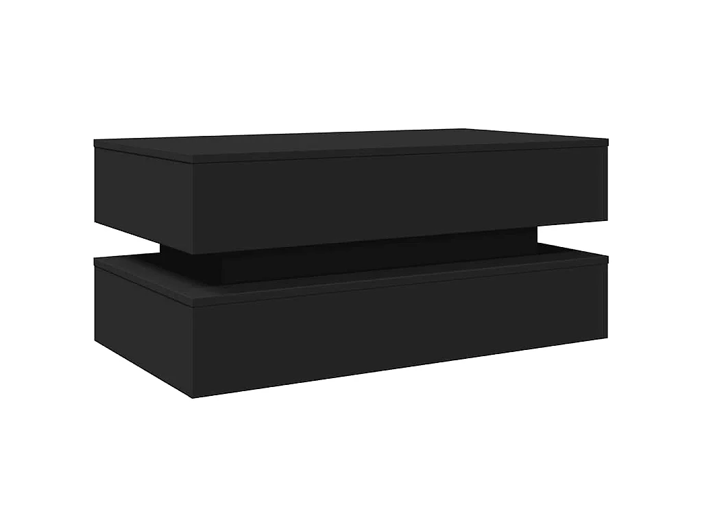 Table basse avec lumières LED noir 90x50x40 cm