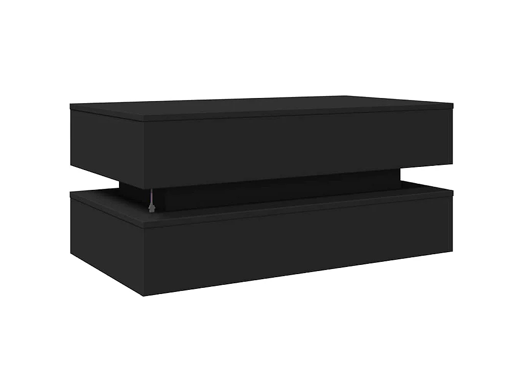 Table basse avec lumières LED noir 90x50x40 cm