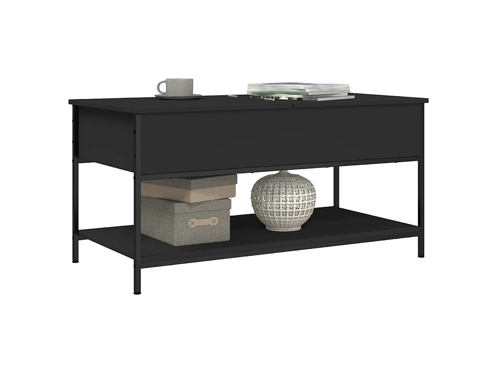 Tavolino da Salotto Nero 100x50x50cm Legno Multistrato Metallo