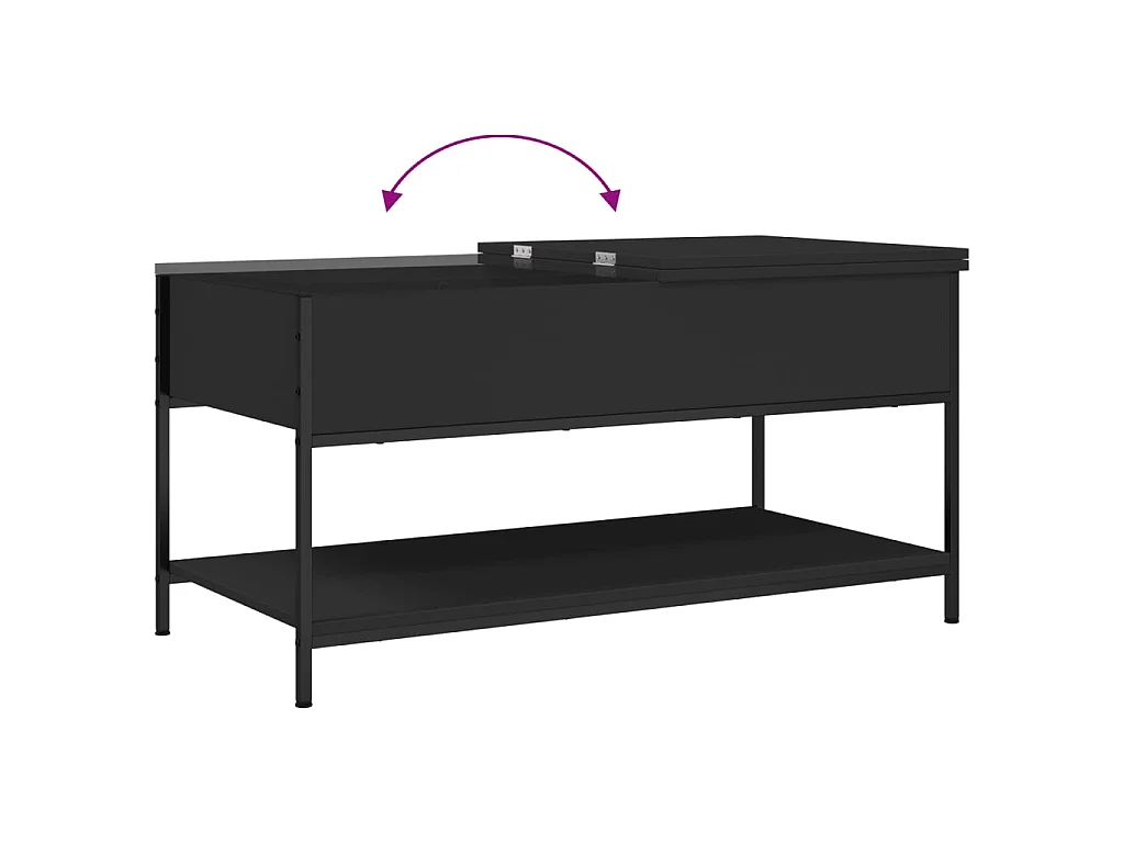 Tavolino da Salotto Nero 100x50x50cm Legno Multistrato Metallo