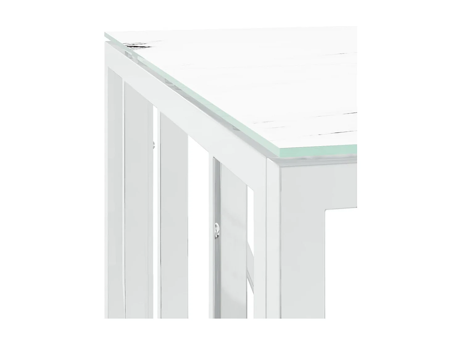 Table basse argenté 50x50x50 cm acier inoxydable et verre