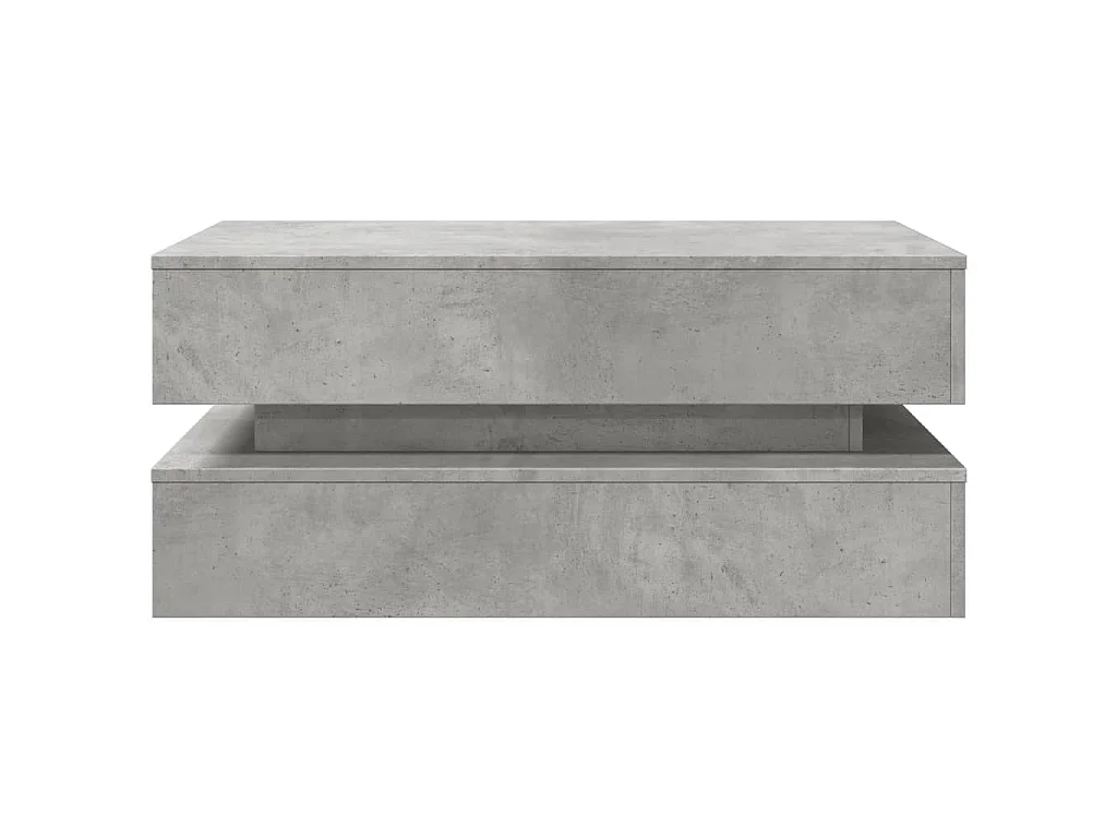 Table basse avec lumières LED gris béton 90x50x40 cm