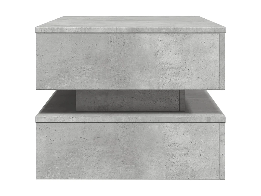 Table basse avec lumières LED gris béton 90x50x40 cm