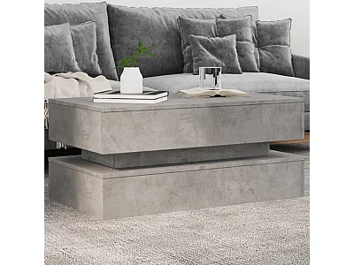 Table basse avec lumières LED gris béton 90x50x40 cm