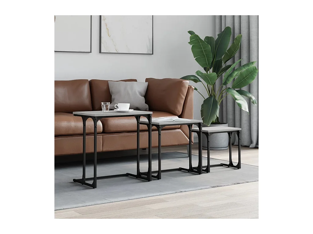 Tables basses gigognes 3 pcs sonoma gris bois d'ingénierie